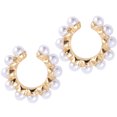 thumbnail image 2 of CIMAXIC Alloy Ear Clips Simple Fashionable Sweet Ear Clips Creative Bead Ear Clips for Woman (White),0.91"X0.87"X0.24", 2 of 4