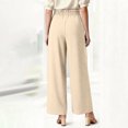 thumbnail image 4 of longantii Women's Soft Flowy High-Waist Pull-On Wide-Leg Pants for Seniors - Elastic Comfy Stretch Pants for Ladies Beige M, 4 of 5