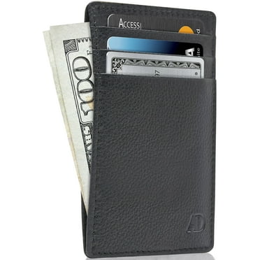 Slim Minimalist Wallets For Men & Women - Genuine Leather Credit Card Holder Front Pocket RFID Blocking Wallet With Gift Box