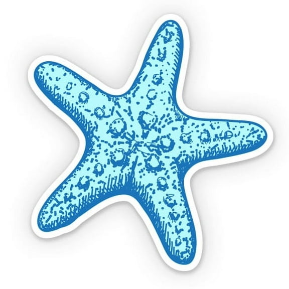 Sea Star Pretty Blue - 3" Vinyl Sticker - For Car Laptop Water Bottle Phone - Waterproof Decal