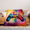thumbnail image 3 of Reversible Gaming Controller Blanket, Plush Microfiber Throw with Console Pattern, Warm Cozy Gift for Children & Friends, Game Room Essential, Machine Washable, 3 of 10