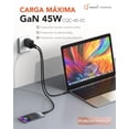 thumbnail image 3 of QUAMTUM PERSONAL AUDIO 45W Cargador USB C GAN Portátil, PD 25W+20W con 2 Puertos, Carga Rápida para, 3 of 4