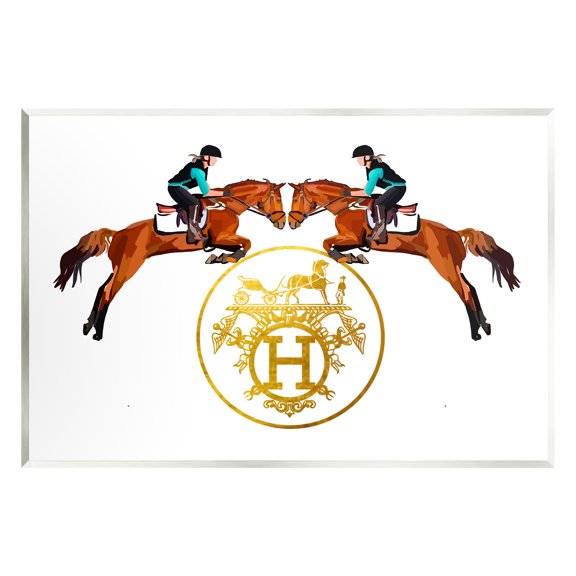 Stupell Industries Glam Emblem Polo Jockeys Animals & Insects Painting Unframed Art Print Wall Art, 15 x 10