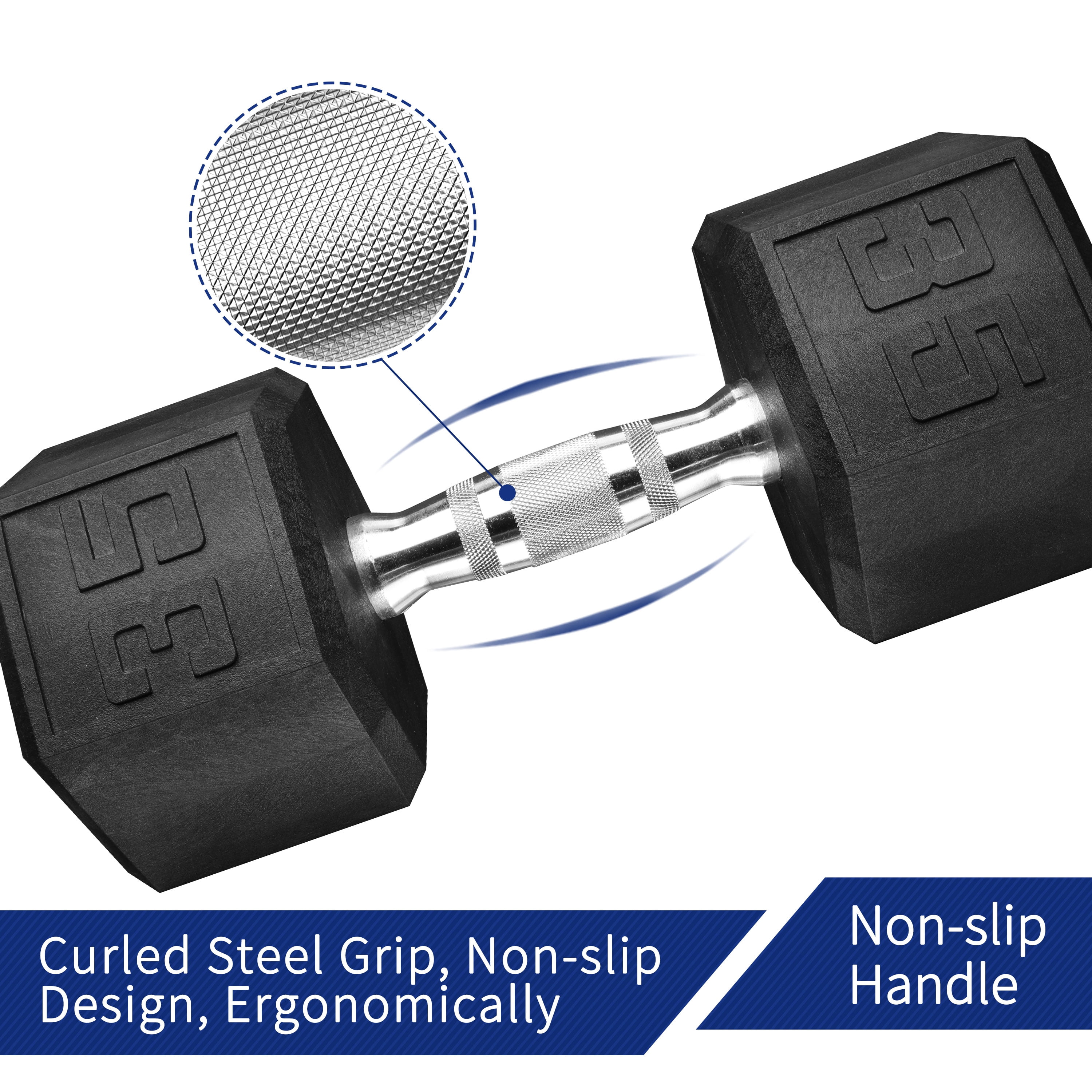 Athletic Works 35lb Hex Dumbbell, Single Weight, Black