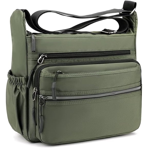 Men's Crossbody Bag Nylon Waterproof Shoulder Bag Multi Pocket Satchel Daily Travel Bag Lightweight Crossbody Bag