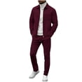 thumbnail image 2 of Ceisia Men's Slim Fit Waffle Knit 2-Piece Set Long Sleeve Zip-Up Jacket with Elastic Waist Drawstring Pants Gifts, 2 of 6