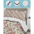 thumbnail image 4 of Red Roses Spring Queen Size Down Alternative Comforter, Lightweight Comforter Quilt Bedding Set with Pillow Shams Farmhouse Flower Botanical All Seasons Bed Comforter Duvet Insert 90"x96", 4 of 7