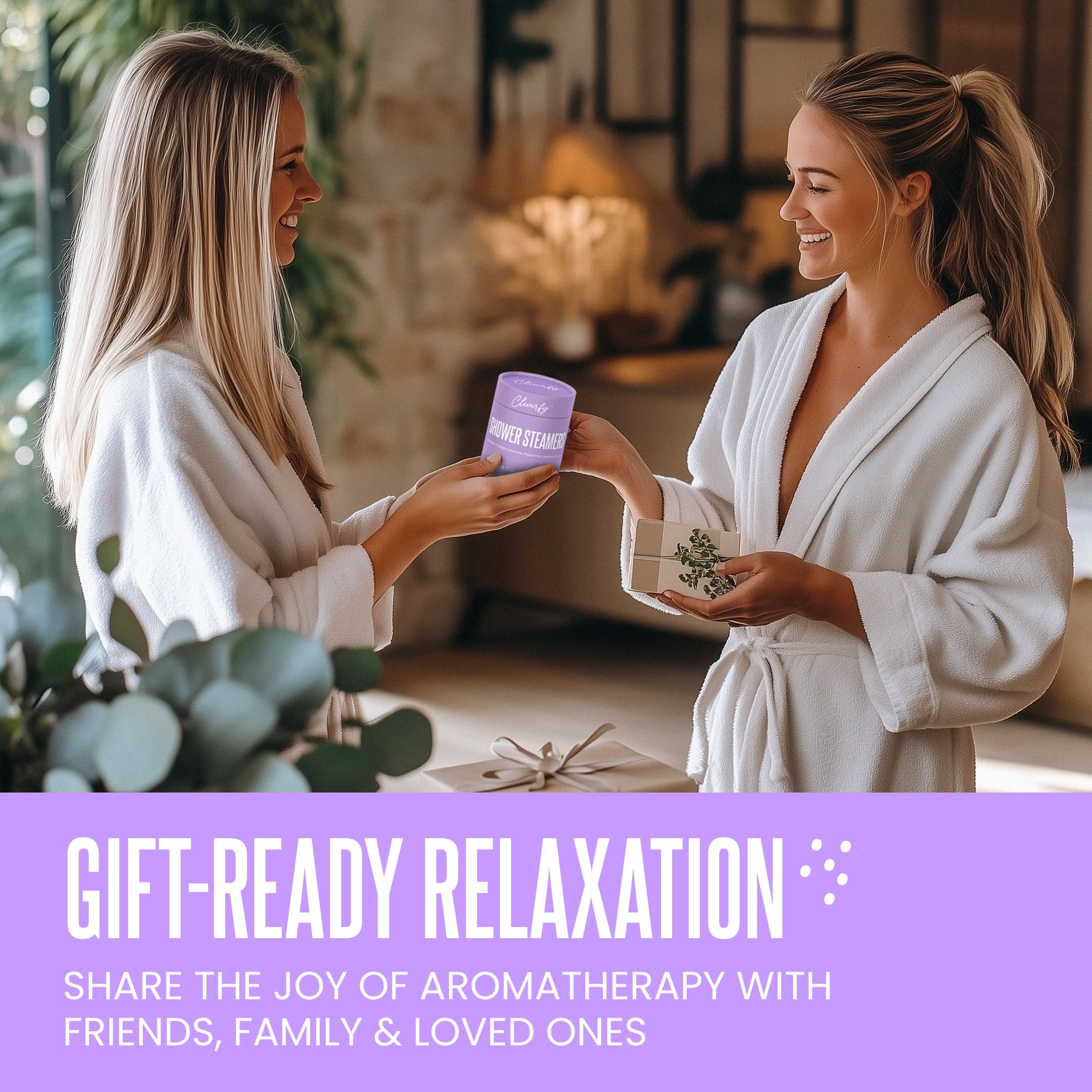 Cleverfy Shower Steamers Aromatherapy - Tube Gift Box for Women and Adults. pack of 3 shower bombs with Essential Oils for personal care and relaxation.