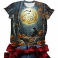 thumbnail image 6 of Yanchicy Womens Crew Neck T Shirt Seasonal Halloween Graphic Short Sleeve Printed Casual Tops Ladies Fashion Clothes Autumn Holiday Everyday Outfits, 6 of 7
