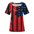 thumbnail image 4 of Camisetas Cortas para Mujeres Día de la Independencia Patriótica Cuello Color Manga Corta, Top de Impresión Casual para Diario, Fiesta Y Todas las Estaciones, 4 of 4
