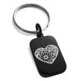 thumbnail image 1 of Stainless Steel Floral Lotus Heart Engraved Small Rectangle Dog Tag Charm Keychain Keyring, 1 of 1
