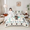 thumbnail image 4 of Homewish Cyan Triangle Aztec Bedding Comforter Set, Cartoon Cactus Plant Botanical Twin Comforter Sets, Teens Kids Adult Reversible Bedding Set, Ultra Soft Bedroom Decor, 2-Piece, 4 of 8
