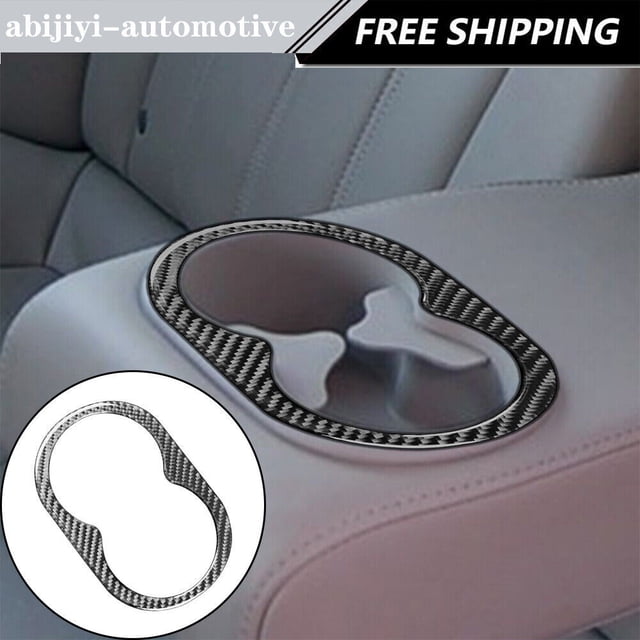 Real Bright Soft Car Interior Carbon Fiber Sticker DecorationFor Chrysler 300 300C Carbon Fiber Interior Rear Center Cupholder CoverAuto Car Protection Interior Accessories