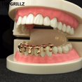 thumbnail image 4 of Fit Light Yellow Gold Color Rose Plated Hip Hop Teeth Drip Grillz Caps Lower Bottom Grill Silver Color Grills BLD, 4 of 6