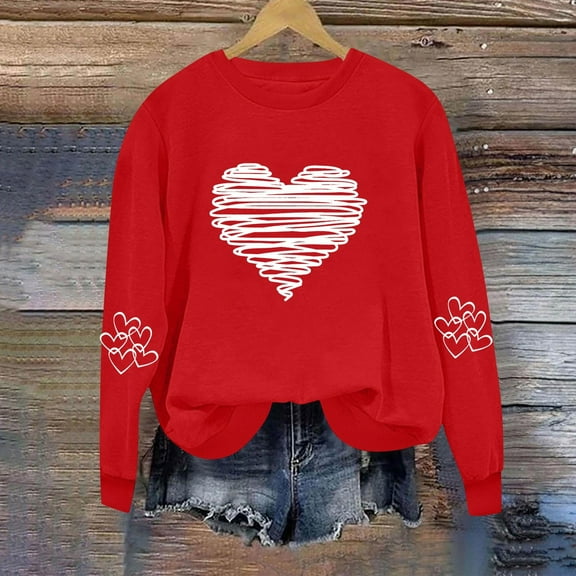 Vetsdori Pullover Sweatshirts for Women Winter Shirts Crew Neck Valentine, Gifts for Girlfriend Womens Sweatshirts Holiday