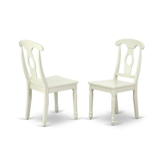 Antique Design Dining Room Chairs - Set of 2, Linen White Finish, Wooden Seat, 38" H x 21" L x 18" W
