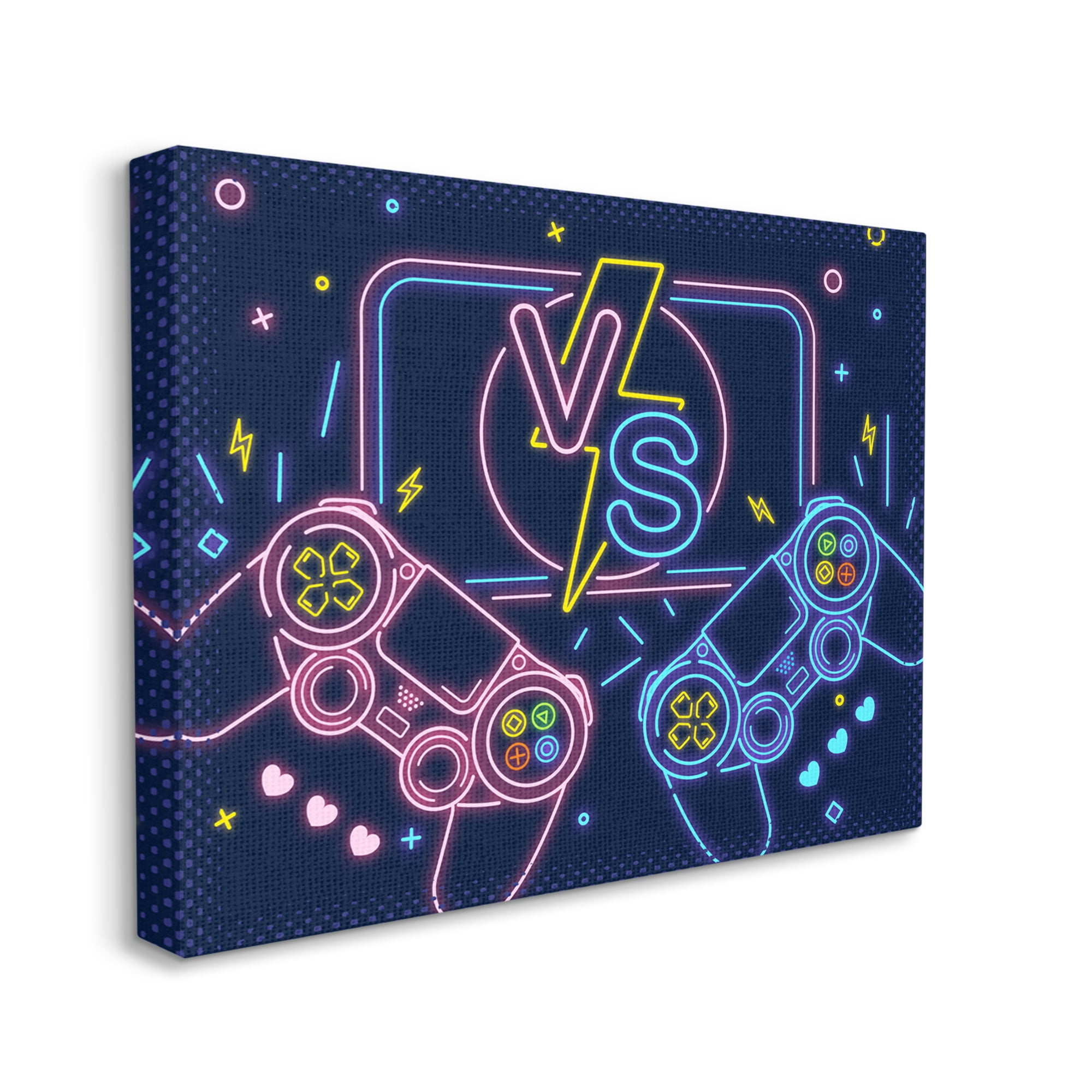 Stupell Industries Video Gamer Two Players Controllers Neon Style , 48 x 36, Design by Ziwei Li