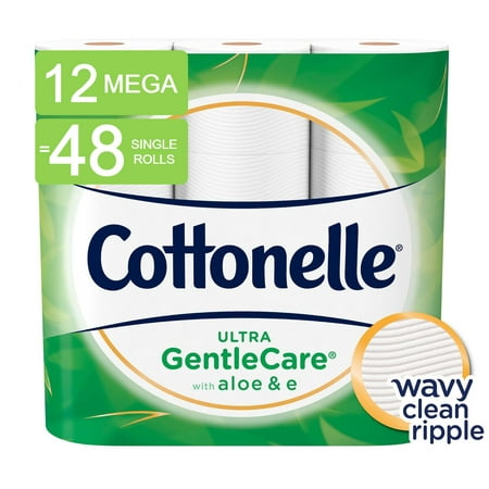 Cottonelle Ultra GentleCare Toilet Paper, 12 Mega Rolls (= 48 Regular