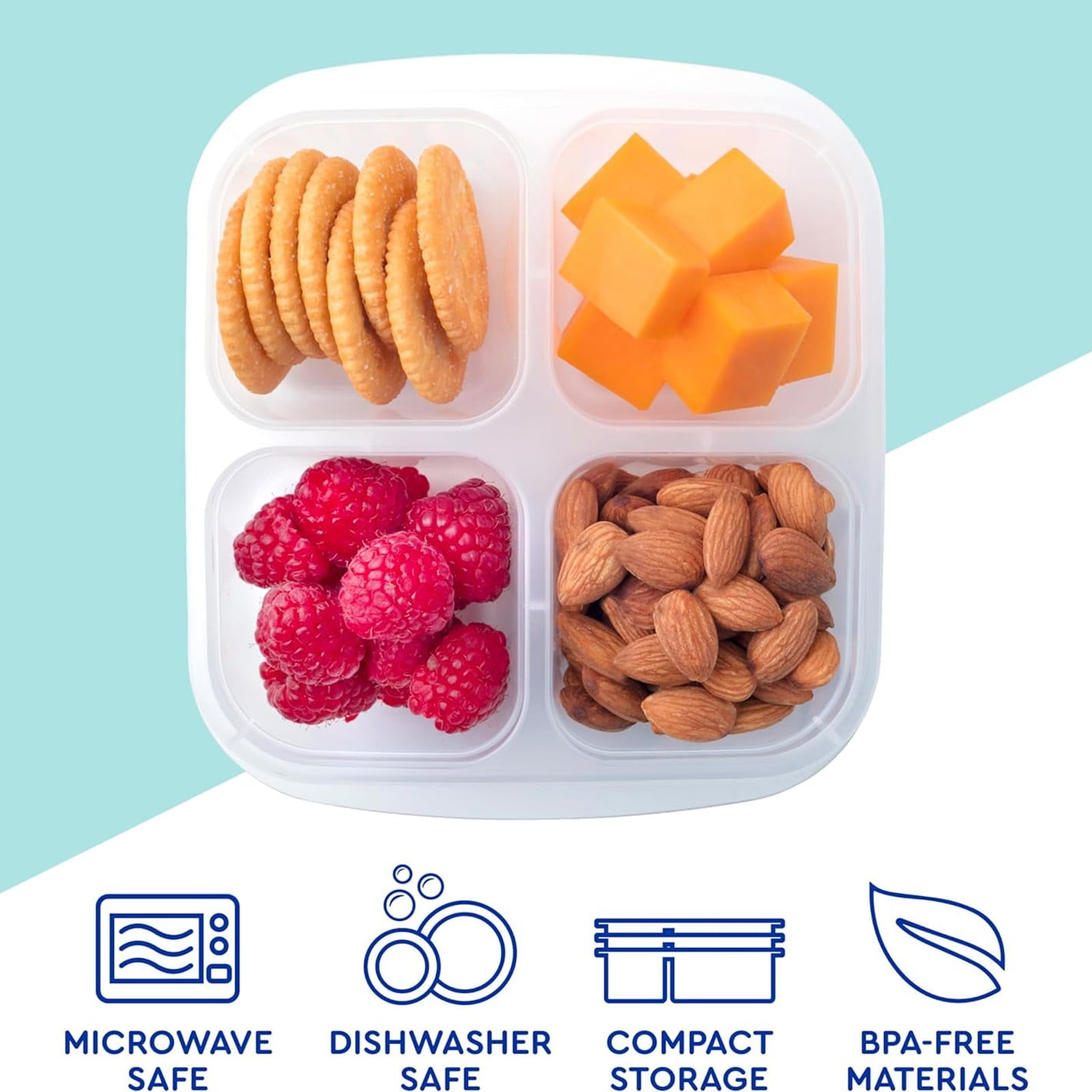 Lunchable Container, Clear Snack Containers, 4 Compartment Snack Boxes, Reusable Snack Containers with Lids, Lunch Bento Box Meal Prep Containers, Easy to Carry (Color Random)