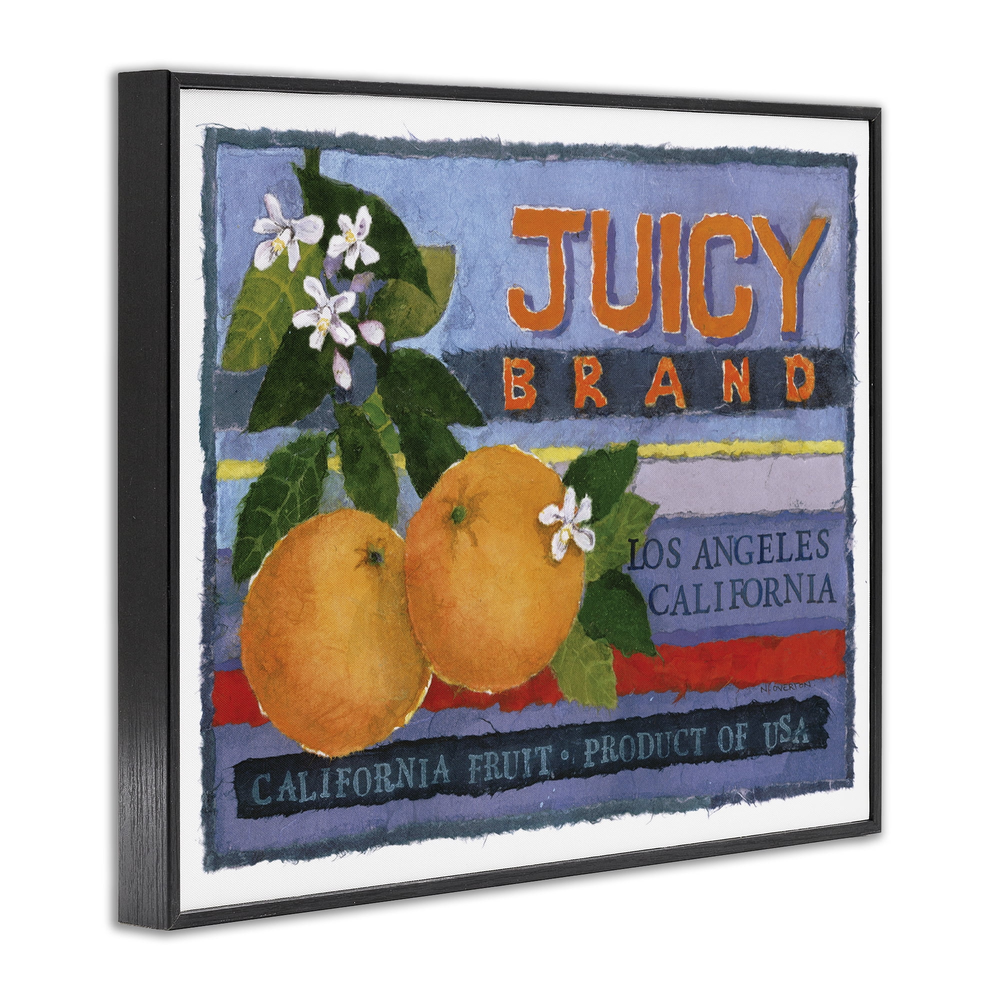 Stupell Industries Juicy Brand Oranges Food & Beverage Painting Black Framed Art Print Wall Art, 30 x 24