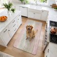 thumbnail image 4 of Bathroom Runner Rug, Pink Grey Absorbent Non Slip Washable Rug, Farmhouse Gray Barn Wooden Vintage Striped Low Profile Long Kitchen Rugs for Bedside, Hallway, Laundry, 16x47 In, 4 of 9