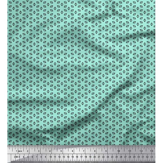 Soimoi Satin Silk Fabric Triangle Small Decor Fabric Printed Yard 42 Inch Wide
