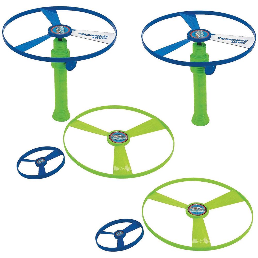 Flying Saucer Toy Set Pack Of 2 4 Piece Set, Colors Green And Blue
