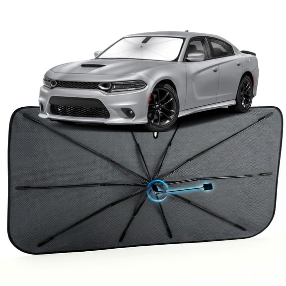 Car Windshield Sun Shade for Dodge Charger 2011-2024 –[Reflective Coated Fabric] Sunshade Umbrella for Front Window, Car Shades Sun Visor Keep Car Cool and Protects Interior, 1:1 Exact Fit