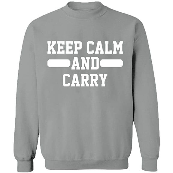 Unisex Crewneck Sweatshirt, Keep Calm And Carry, Slim Fit, Long Sleeve Sweater - Sport Grey 2X-Large