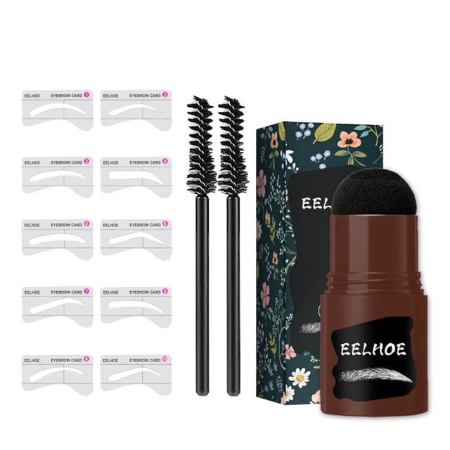 Waterproof Eyebrow Seal Set Natural Lazy Hairline Powder Eyebrow Card Makeup Shadow Contouring Powder Eyebrow Shaping Kit With Eyebrow Card Brush Light Brown