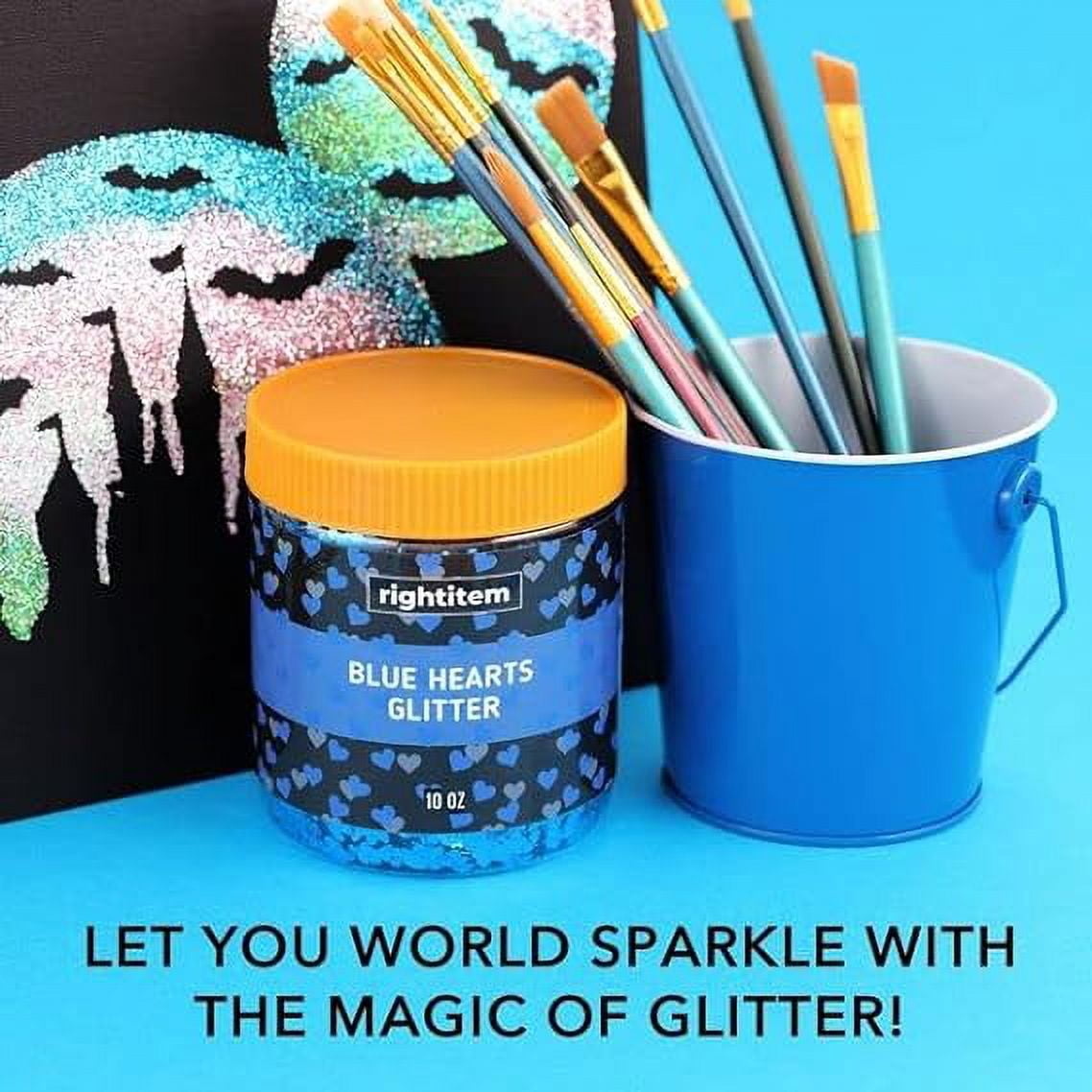 Nail Glitter - Blue Hearts Chunky Glitter in Jar - 10 Oz Glitter for Crafts - Glitter for Slime - Face Glitter - Candle Glitter - Body Glitter