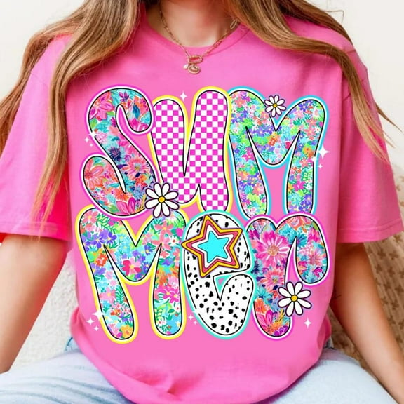 Hello Summer Floral T-Shirt, Preppy Checkered Tee, Retro Beach Vibes Shirt for Women