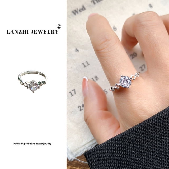 Anillo que no se decolora, anillo abierto de lujo ligero de moda femenina, joyería de circonita, anillo de plata esterlina 925