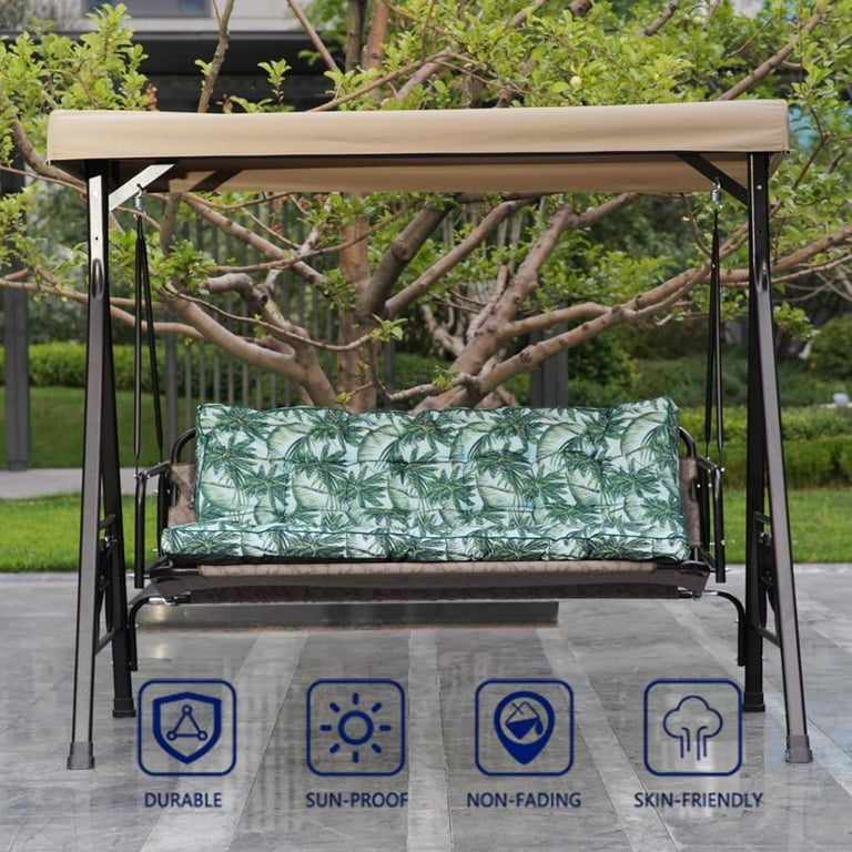 Outdoor Swing Cushions Porch Swing Replacement Seat Cushions with Backrest 3 Seat Swing Cushion Bench Pad Cushions for Outside Garden Patio