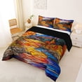 thumbnail image 2 of Catabedysis Stained Glass Camping Full Size Comforter Sets For Girls,Autumn Landscape Print Bedding Comforter Set,Multicolor,Black Reversible,3pcs,1 Comforter and 2 Pillowcases, 2 of 7