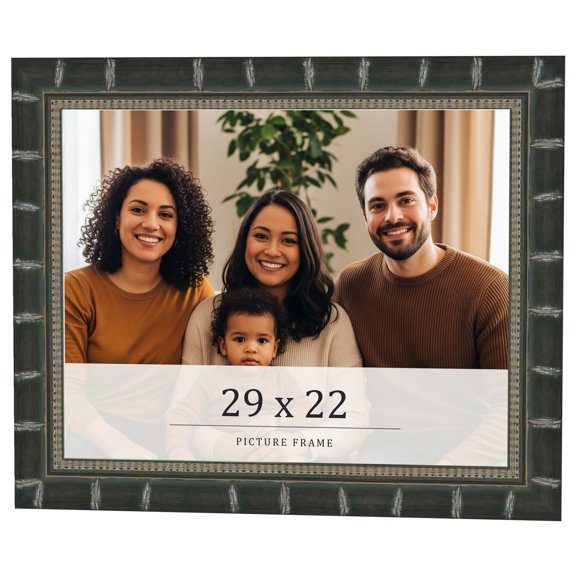 29x22 Frame Black Bamboo Solid Wood Picture Frame Width 1.5 Inches | Interior Frame Depth 0.5