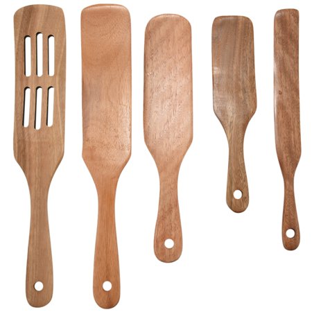 

5Pcs Wooden Spatula Set Wood Spoons for Cooking Spurtles Wood Kitchen Natural Teak Utensils Tools