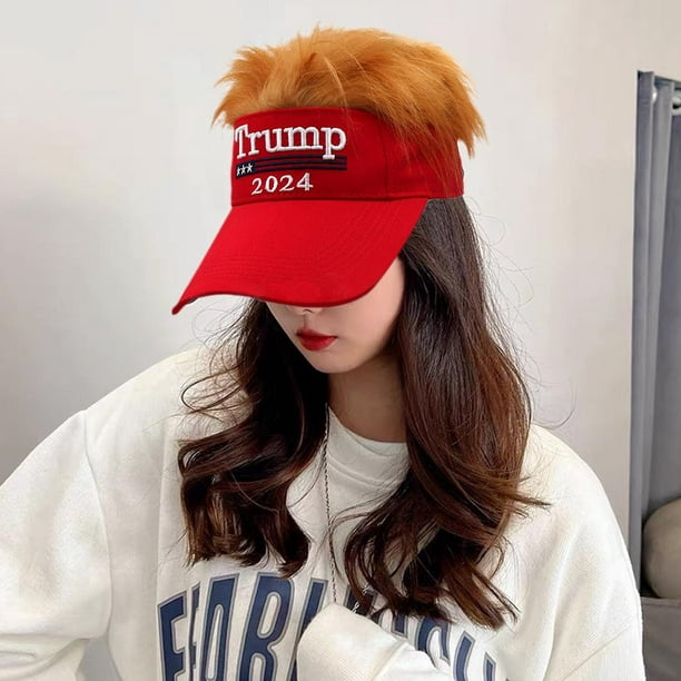 Trump 2024 Jaune Cheveux Chapeau Bord Solaire Casquette De