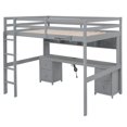 thumbnail image 4 of Full Size Loft Bed with Desk, Wood Loft Bed Frame with 4 Cabinets, 4 Drawers, 1 Bedside Tray and Charging Station, High Loft Bed for Boys Girls Teens, Gray, 4 of 7