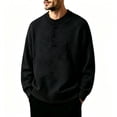 thumbnail image 2 of Turilly Men's Sweater Henley Neck Button Placket Pullover Sweater with Ribbed Cuffs Casual Essential Top, 2 of 7