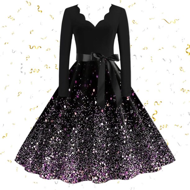 Vestidos de Lino Para Mujer Vestido Para Mujer Moda Manga Larga Cuello En V Fiesta de Noche de Navidad Fiesta de Graduación Vestido de Playa