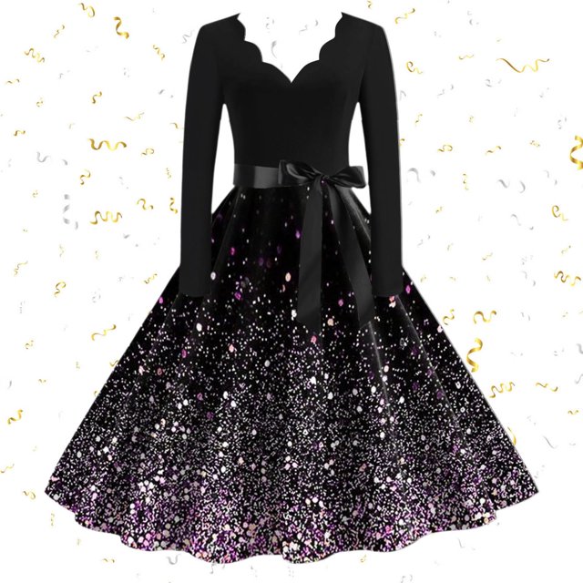 Vestidos de Lino Para Mujer Vestido Para Mujer Moda Manga Larga Cuello En V Fiesta de Noche de Navidad Fiesta de Graduación Vestido de Playa