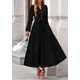 thumbnail image 4 of Vestido PRETTYGARDEN Maxi Negro con Manga Larga, Cuello en V y Cinturón Talla M, 4 of 8