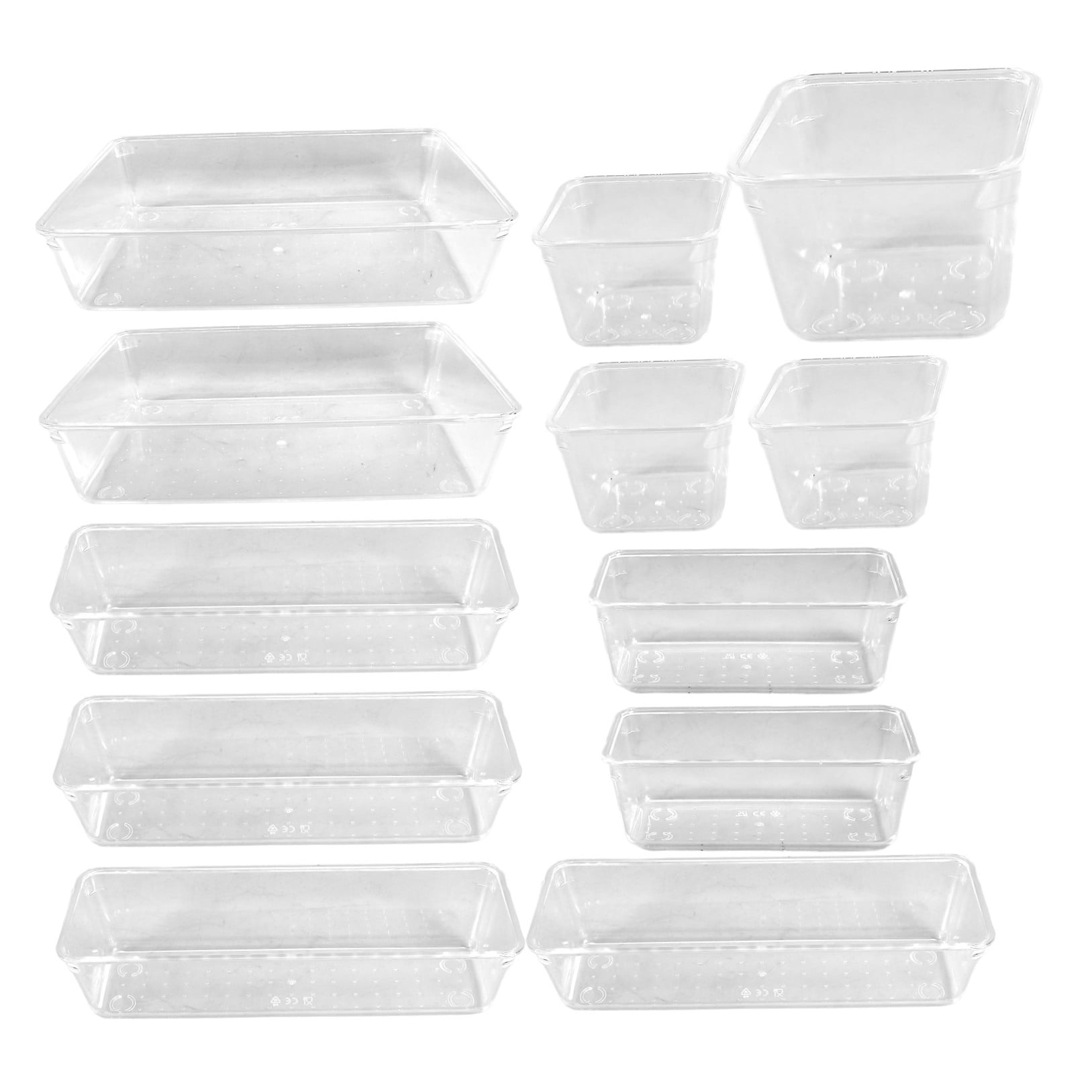 WORGEOUS 13pcs Plastic Dresser Drawer Organizers Drawer Storage Bin for Pens Gadgets