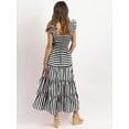 thumbnail image 3 of Musuos Women Summer Casual Flowy Long Dress Fly Sleeve Ruffle Striped Print A-Line Dress for Daily, 3 of 4