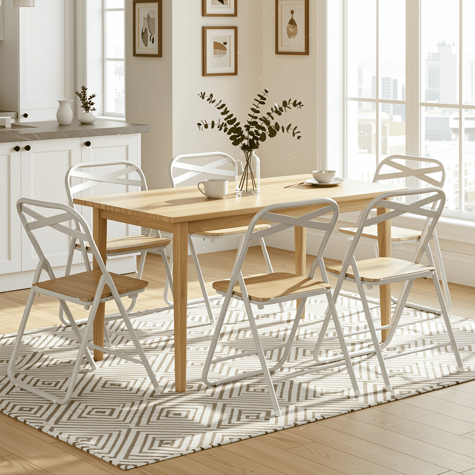 Homy Casa Folding Chairs 6 Pack with Wood Seat, Space Saving Extra Seating for Dining Party Guests