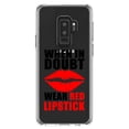 thumbnail image 1 of DistinctInk Clear Shockproof Hybrid Case for Samsung Galaxy S9+ PLUS (6.2" Screen) - TPU Bumper Acrylic Back Tempered Glass Screen Protector - When in Doubt Where Red Lipstick, 1 of 5
