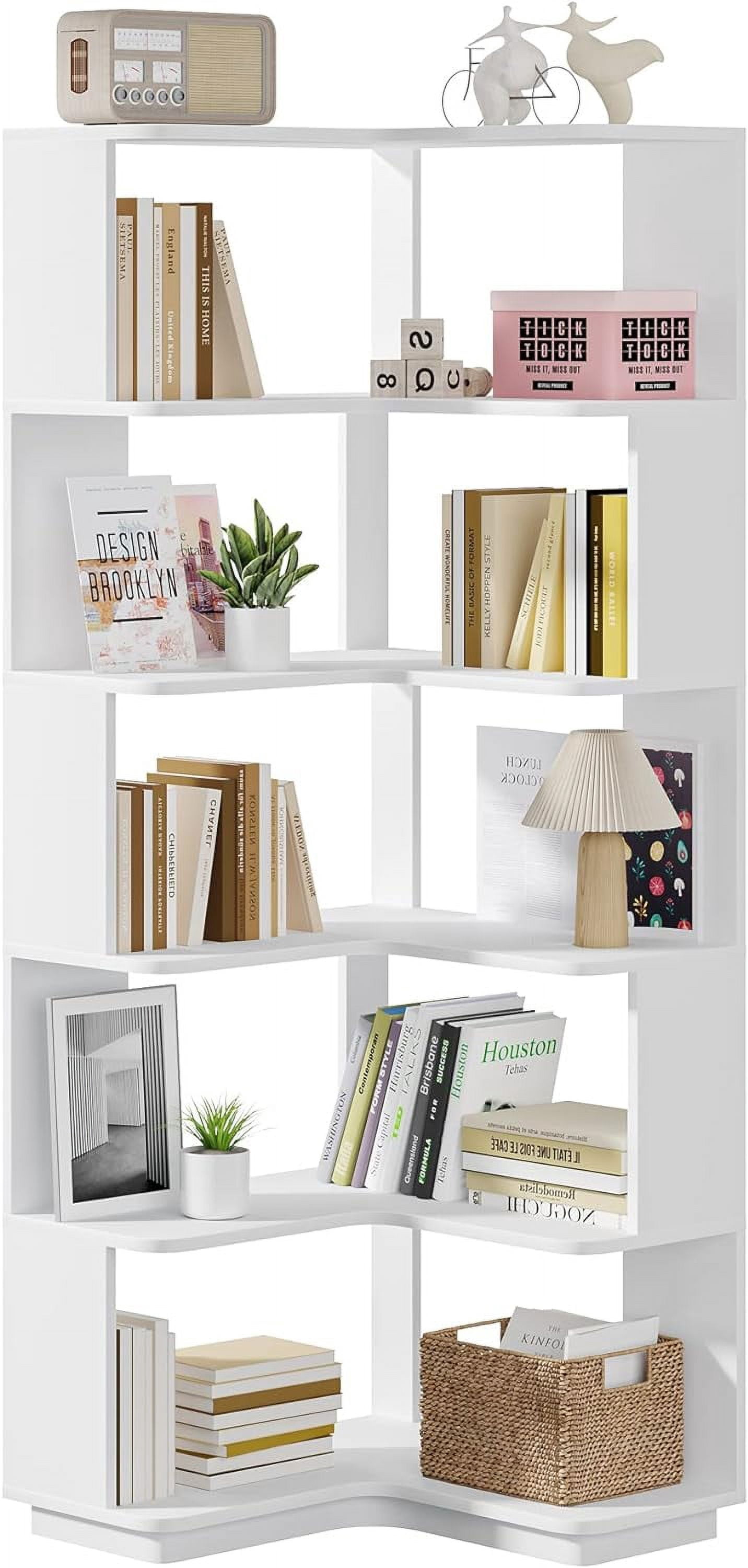 Tribesigns 64.9” 6-Tier Corner Bookshelf – Stylish Tall Storage Rack with Anti-Slip Design for Living Room & Office