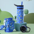thumbnail image 6 of DweIke Kids Water Bottle with Straw Lid ,Bottle Holder and Adjustable Strap, Reusable Tumbler for Toddlers, Girls, Boys, 14oz, Dinosaur, 6 of 11