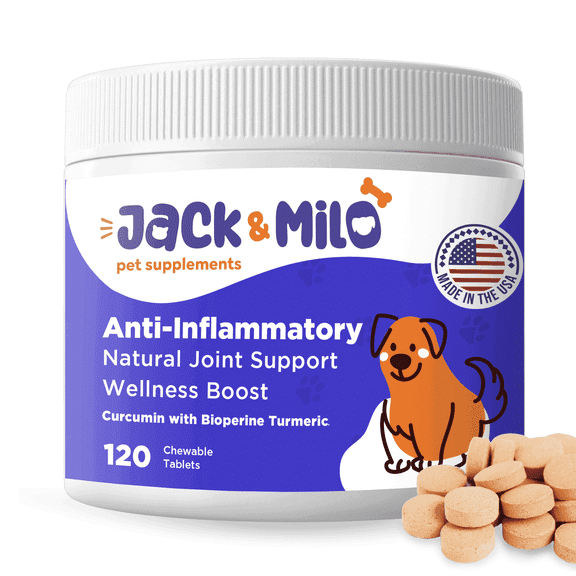 Jack & Milo Hip & Joint Care Supplement Tablets for Dog, Hip and Joint Wellness Flavor, 120 Count Bottle